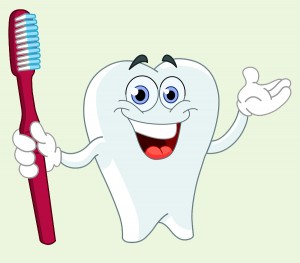 Cartoon tooth with toothbrush